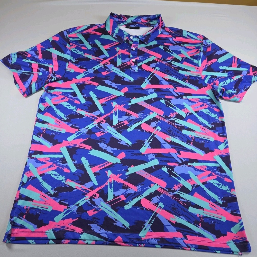 Yatta Men's Golf Polo Shirt Paint-Loud-Pastel-Colorful-Birdie XXL 2XL